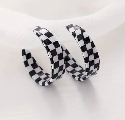 Checkered Hoop Earrings