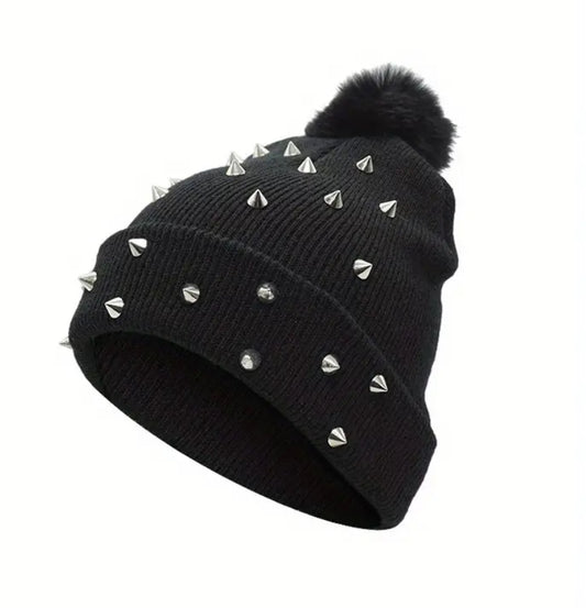 Punk Rivet Pom Beanie