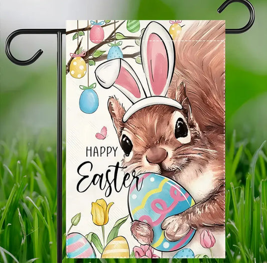 Squirrel Easter Garden Flag