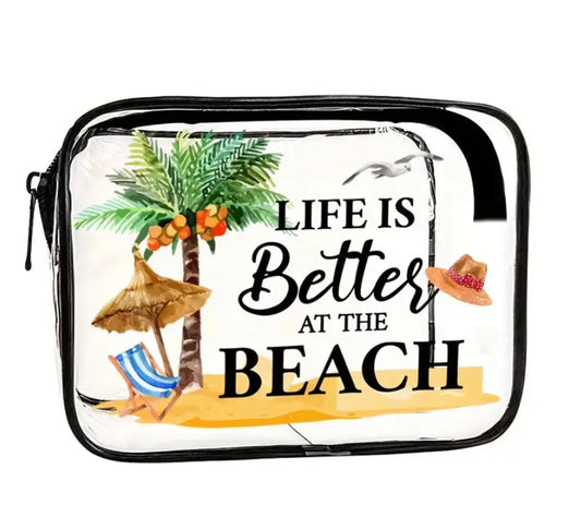 Life is Better at the Beach Clear Makeup Bag