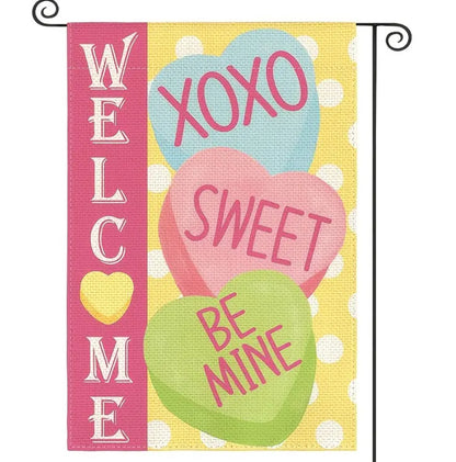 Candy Hearts Garden Flag