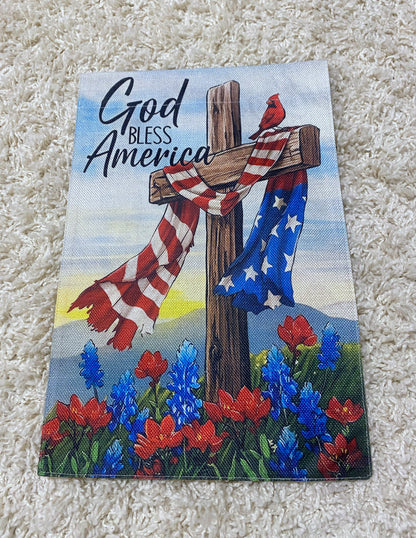 God Bless America Cross Garden Flag