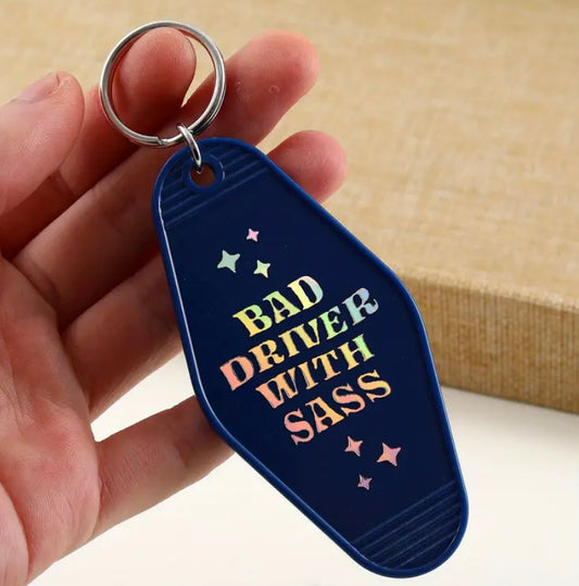 Bad Driver with Sass Keychain: navy