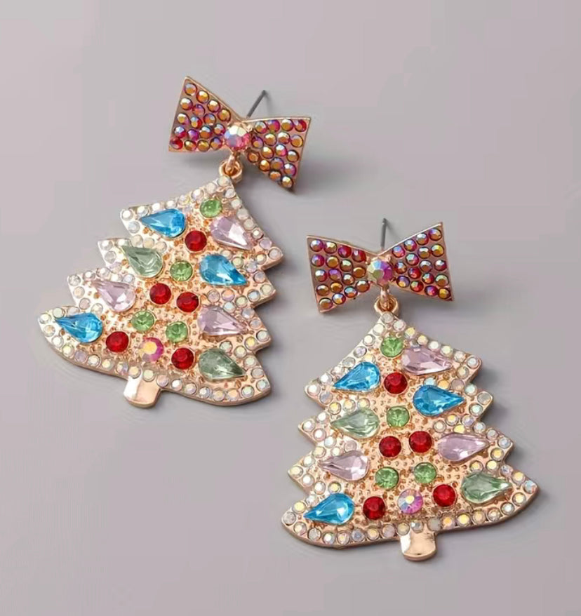 Bling Christmas Tree earrings