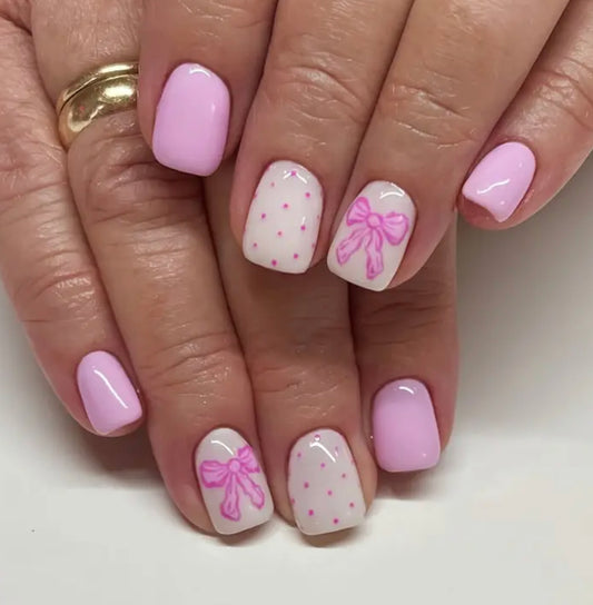 Pink bow Nails