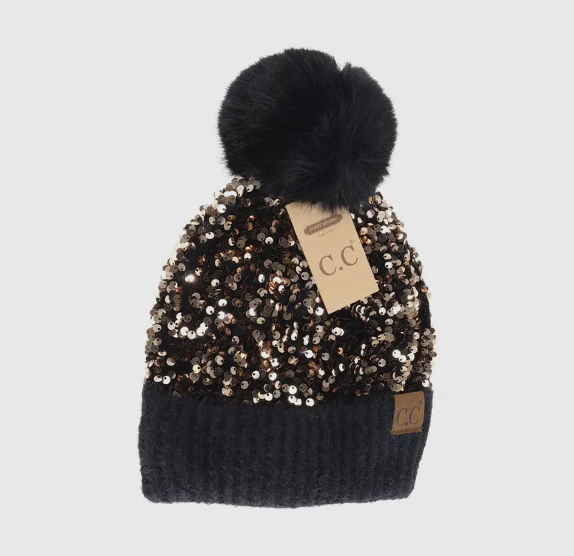 Gold Sequin CC beanie