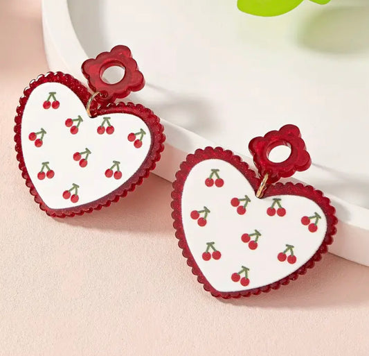 Cherry Heart Earrings