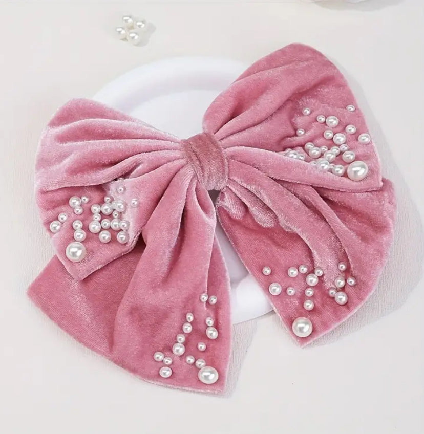 Pink Pearl Bow Hairclip