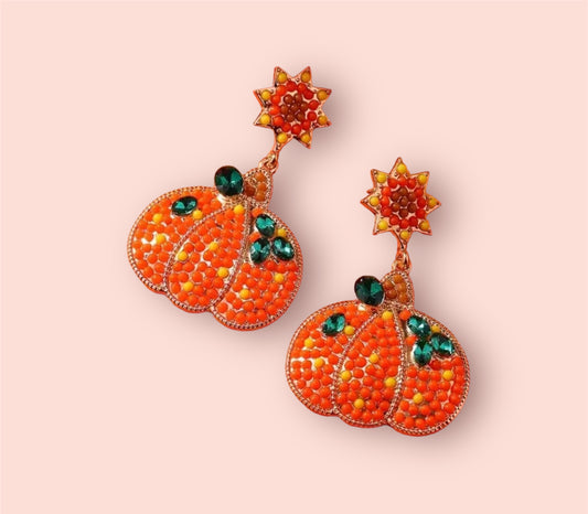 Pumpkin Rhinestone Earrings