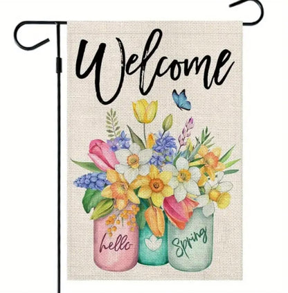 Welcome Hello Spring Garden Flag