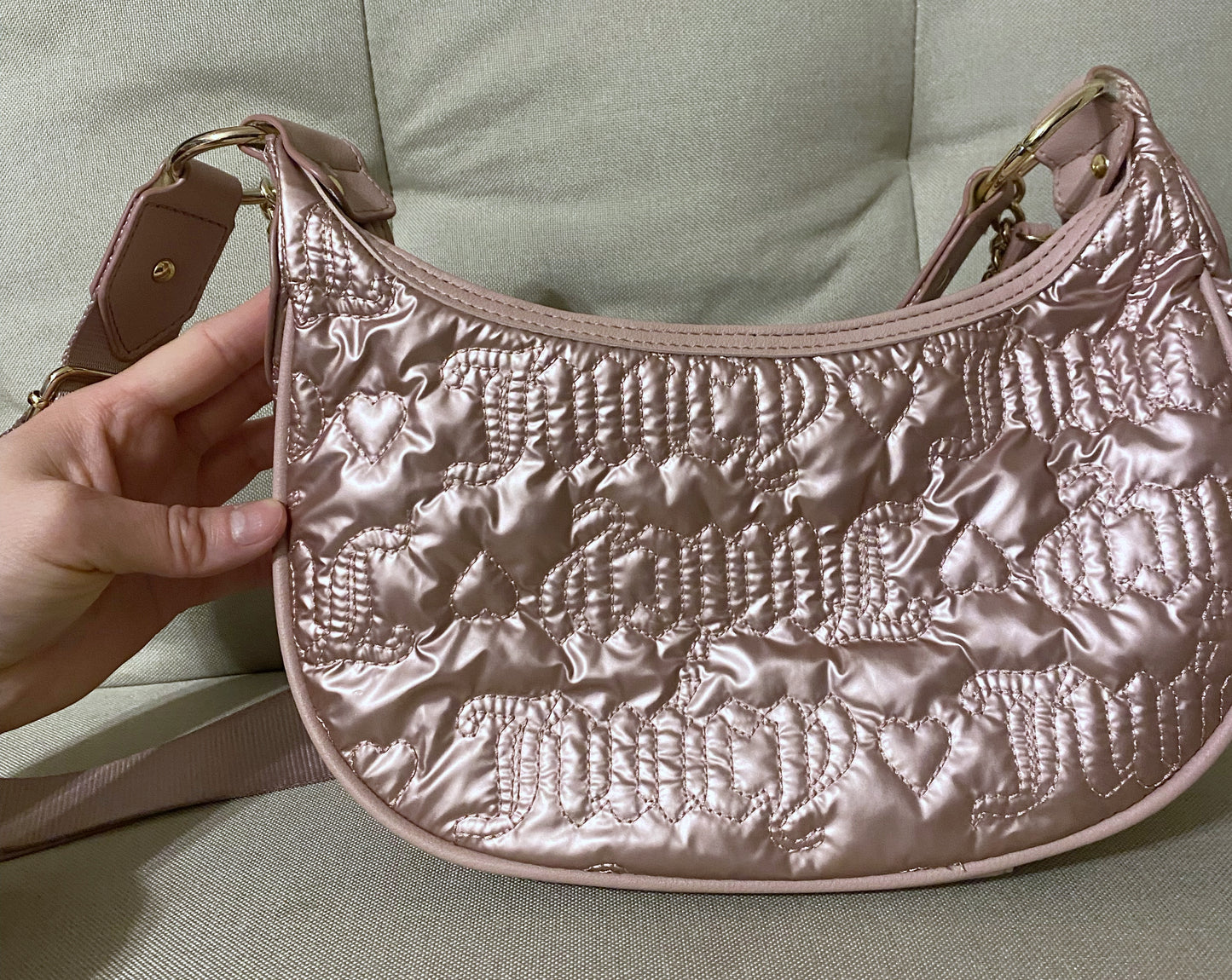 Juicy Couture Metallic pink bag with chain NWT