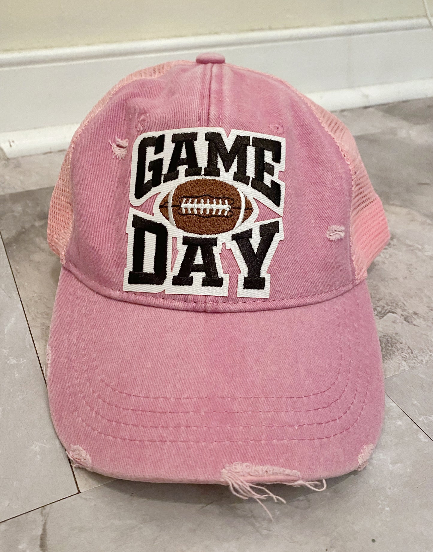 Game Day Patch Hat Distressed Trucker Hat