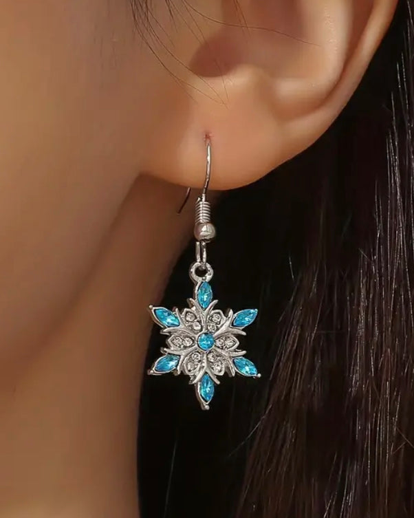 Blue Gem Snowflake Earrings