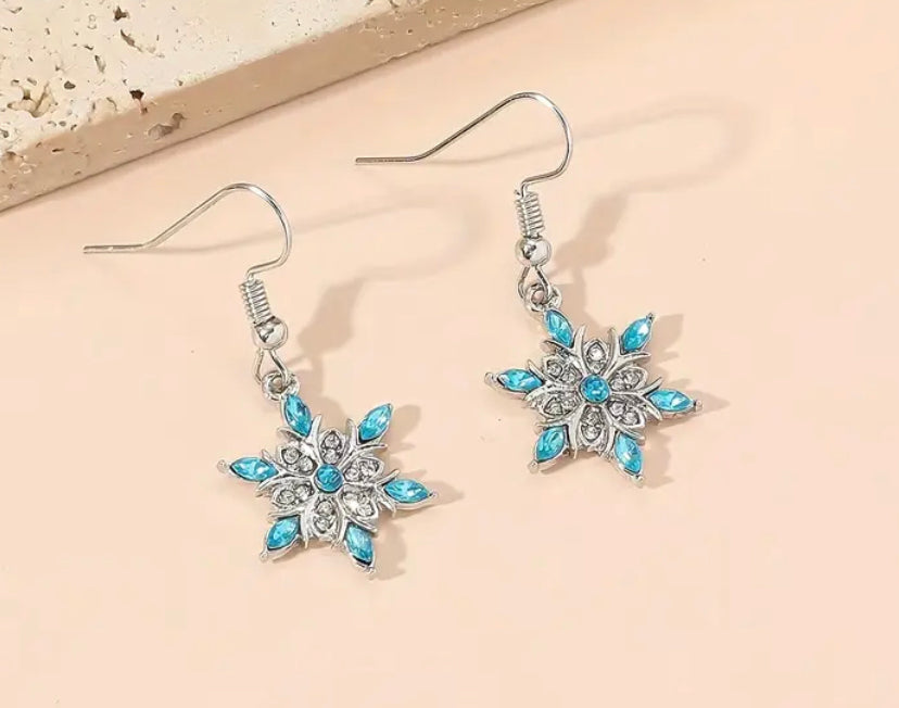 Blue Gem Snowflake Earrings