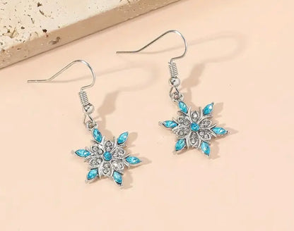 Blue Gem Snowflake Earrings