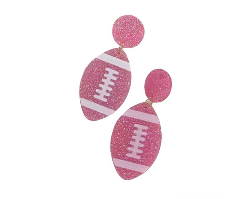 Pink Football earrings