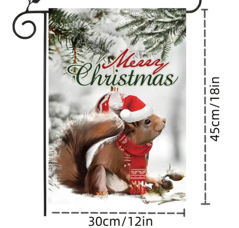 Christmas Squirrel Garden Flag