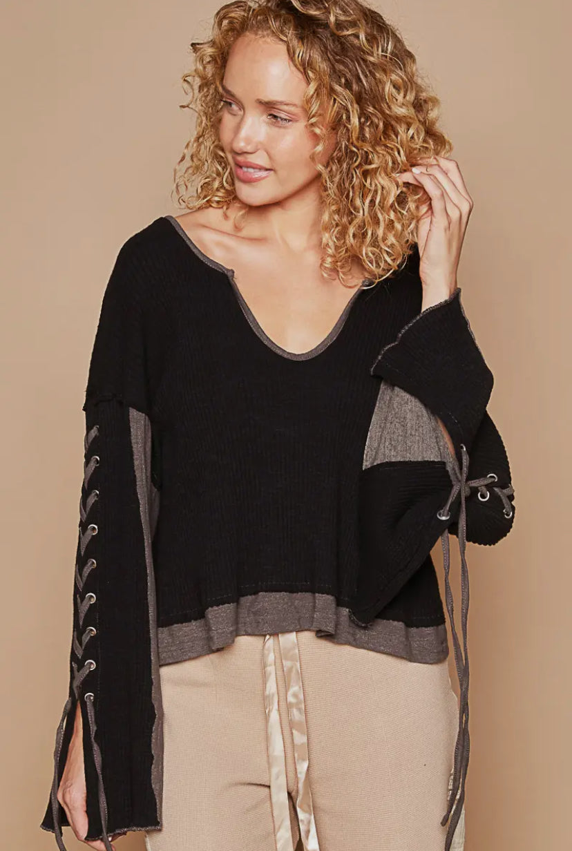 Cozy Corset sides long sleeve: black