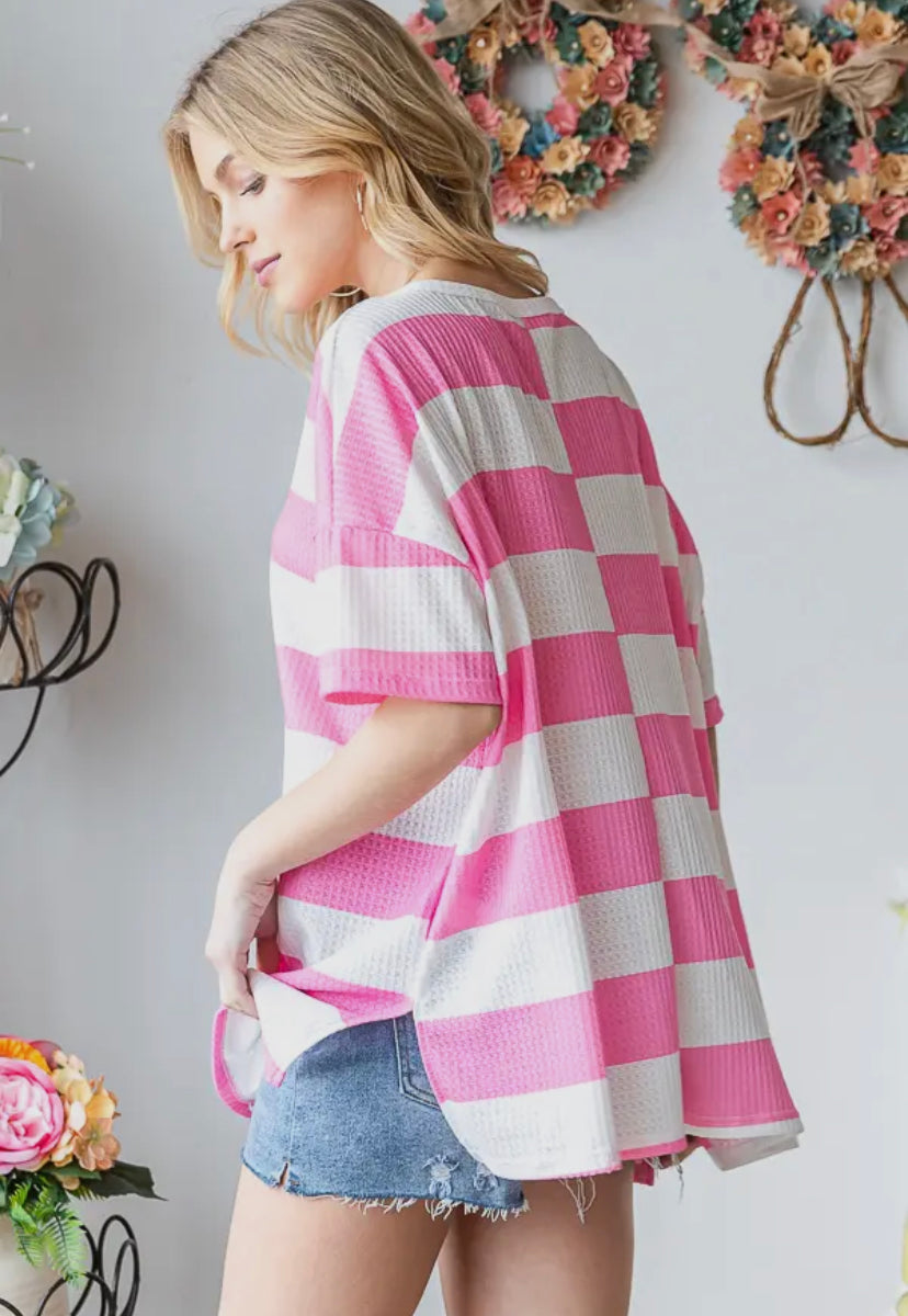 Sophia Stripe Oversized top: Pink