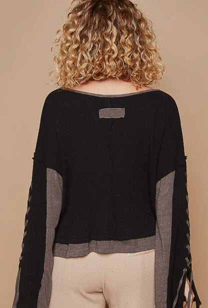 Cozy Corset sides long sleeve: black