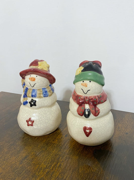 Vigor Christmas Snowman Snowwomen Salt Pepper Shakers