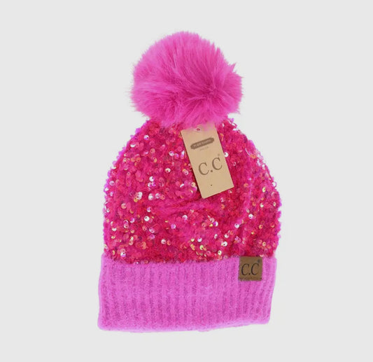 Hot Pink Sequin CC beanie