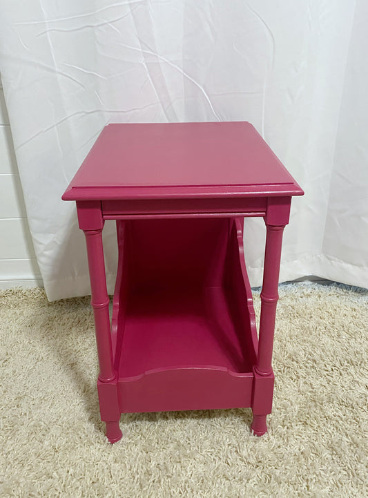 Hot pink End table with bottom shelf