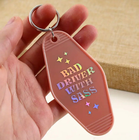 Bad Driver with Sass Keychain: Pink