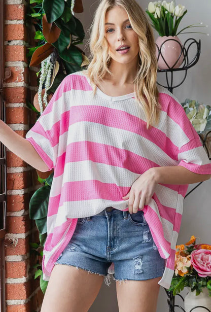 Sophia Stripe Oversized top: Pink