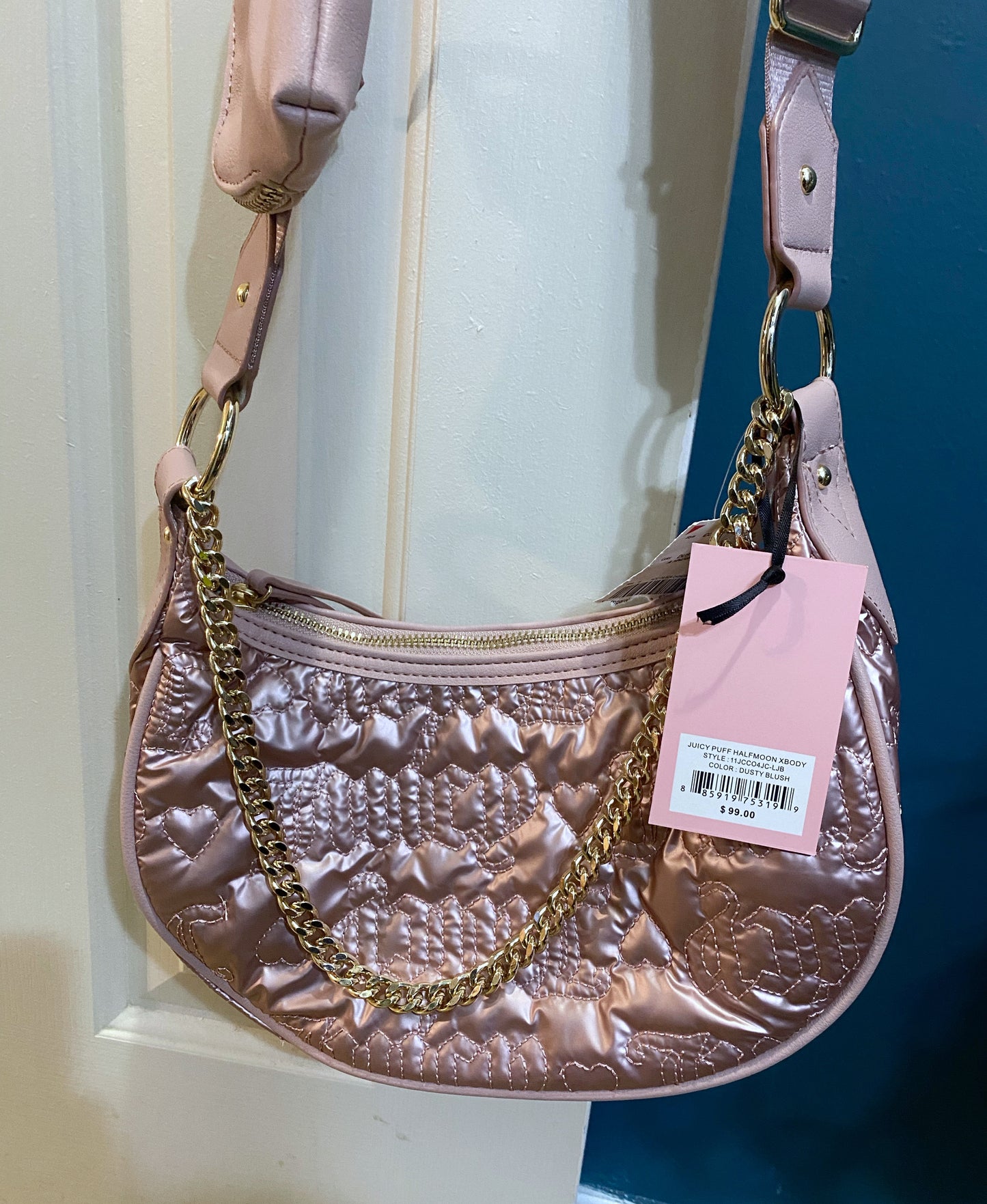 Juicy Couture Metallic pink bag with chain NWT