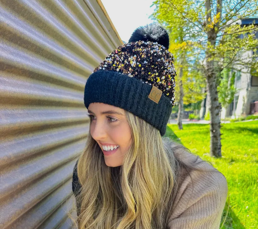 Gold Sequin CC beanie