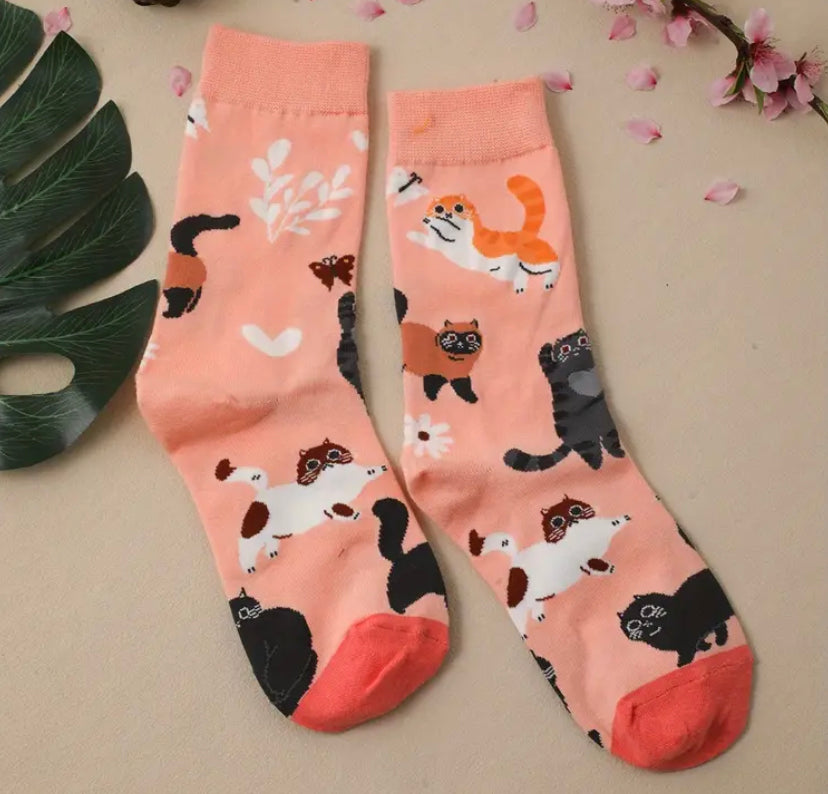 Pink Cat Socks