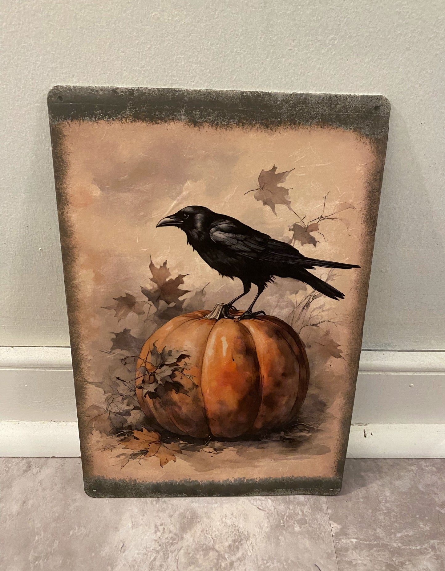 Crow Halloween Decor Sign