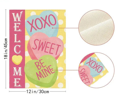 Candy Hearts Garden Flag