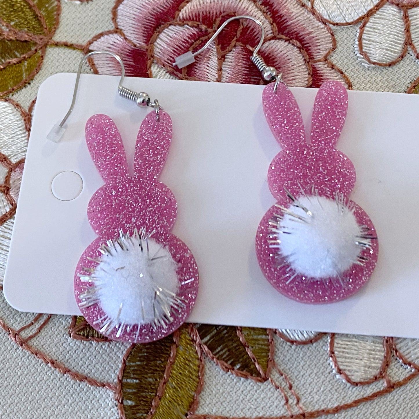 Pink Fuzzy Bunny Earrings