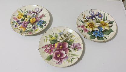 Floral Decorative Plates by Baum Bros Set of 3