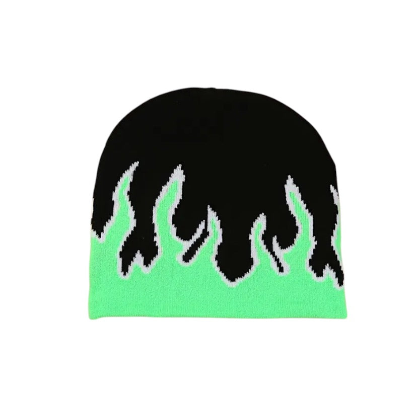 Neon Green Flame beanie