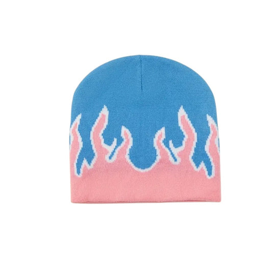 Pink and blue Flame beanie