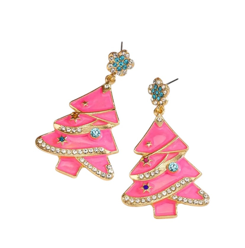 Pink Preppy Christmas earrings