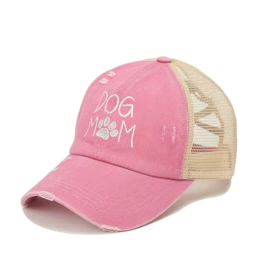 Dog Mom Ponytail hat pink