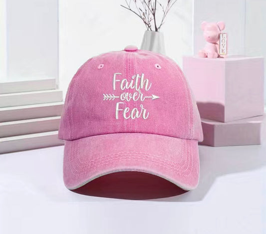 Faith over fear hat: pink