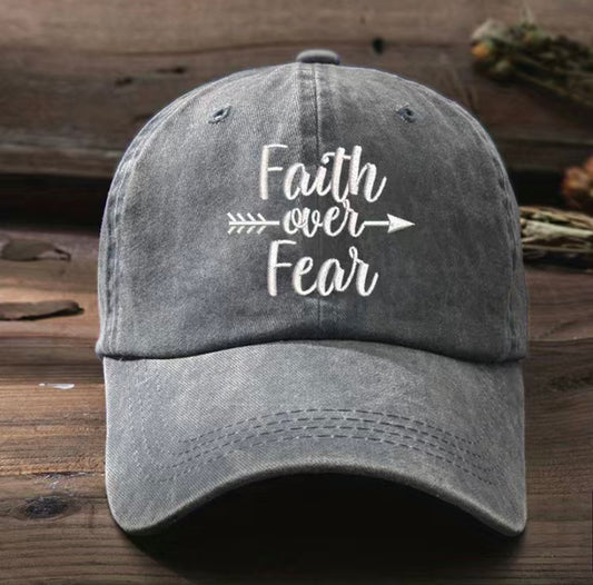 Faith over fear hat: gray