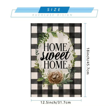 Home Sweet Home Plaid garden flag