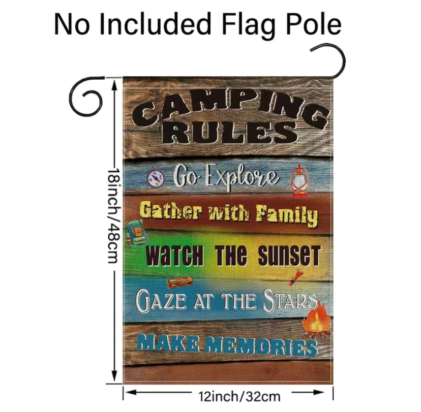 Camping Rules garden flag