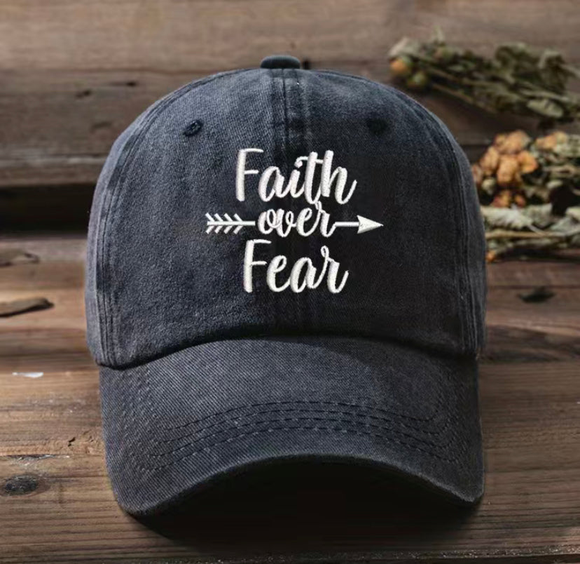 Faith over fear hat: black