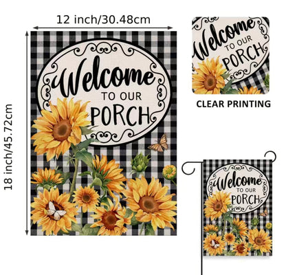 Welcome to our porch garden flag