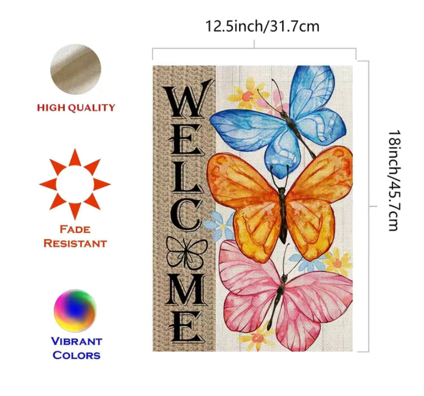 Butterfly garden flag