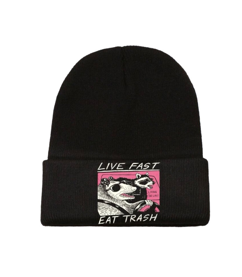 Live fast Eat Trash beanie