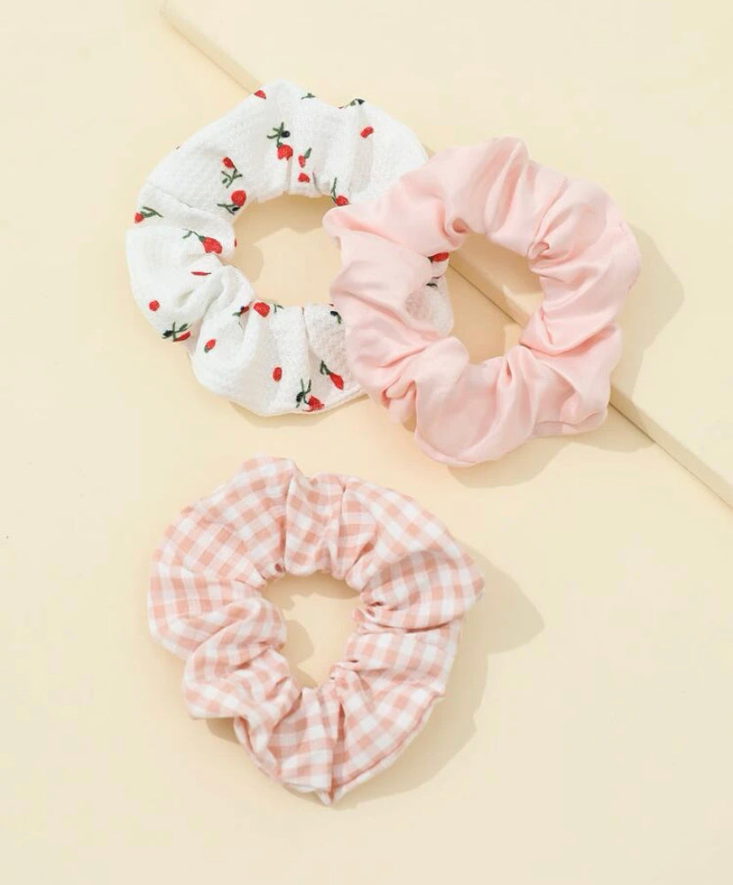 Pink mix Scrunchies 3 pcs