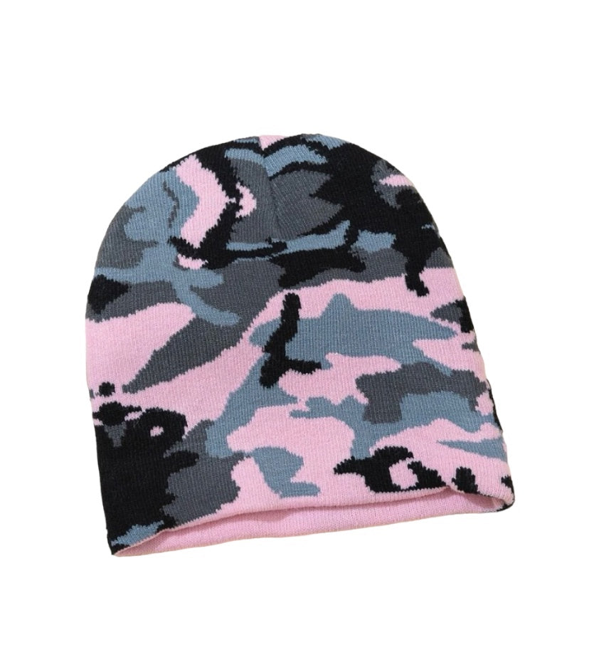 Pink camo beanie